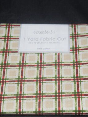 Red & Green Plaid Fabric – 1 Yard Precut Cotton for Quilting & Crafts